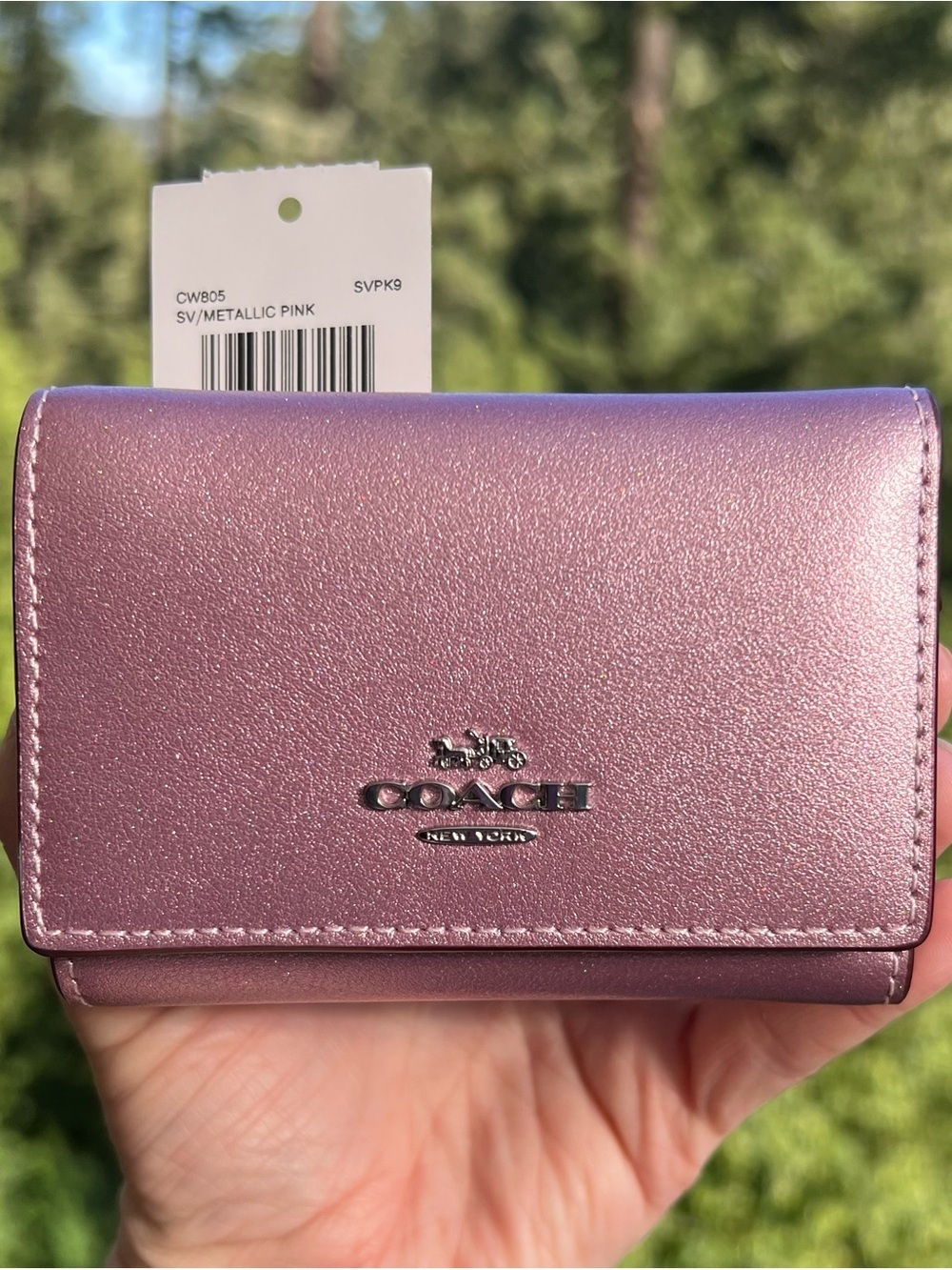 COACH Women's Metallic Pink Micro Wallet CW805 AUTHENTIC NWT